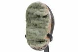 Sparkling Green Druzy Quartz Formation on Metal Stand #357208-3